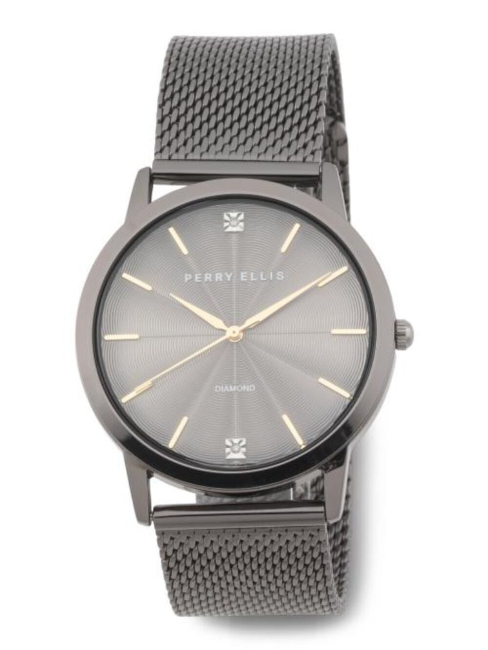 PERRY ELLIS Men's Gunmetal Mesh Strap Watch